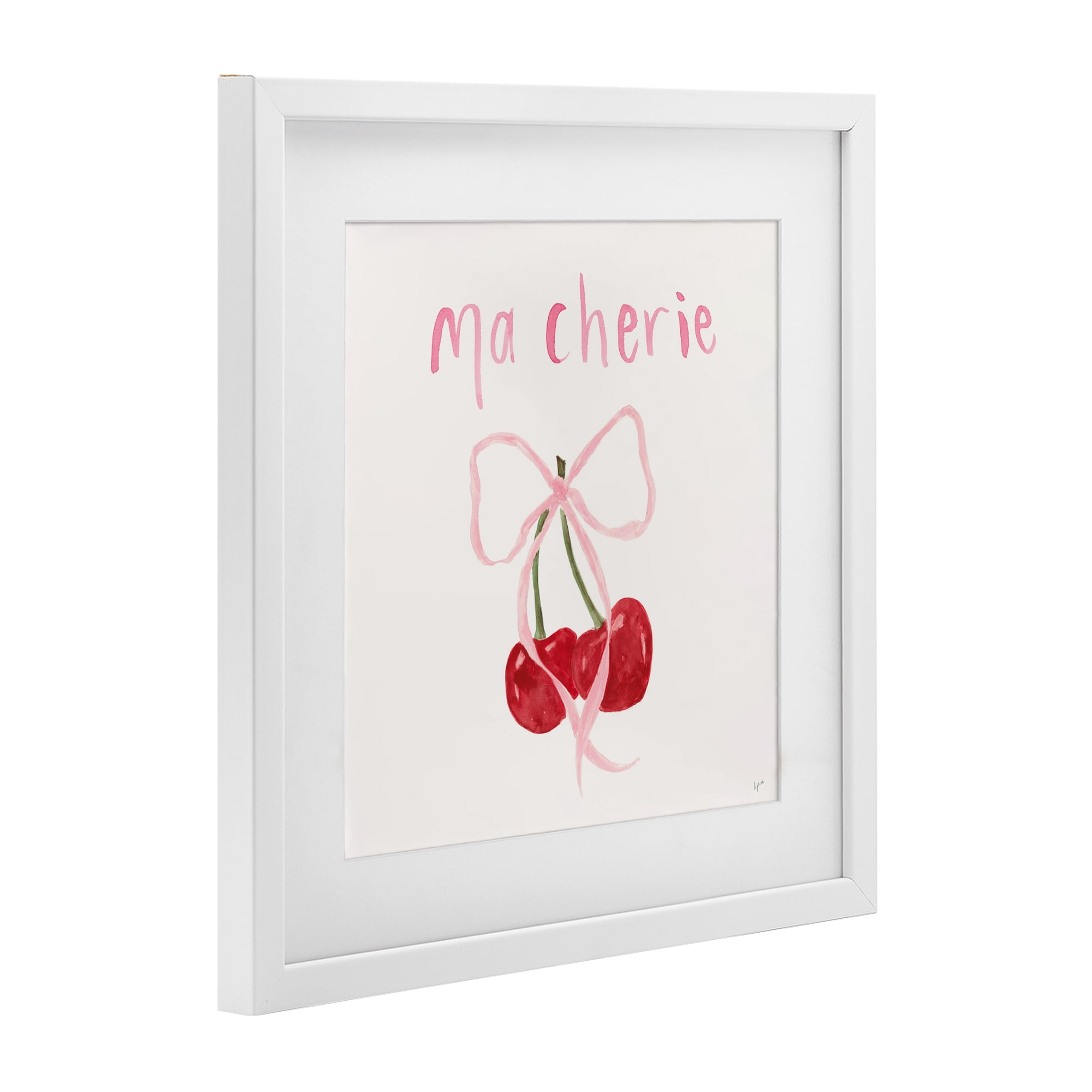 Stupell Industries Ma Cherie Ribboned Cherries White Framed Print Under Glass, design by Lucille Price