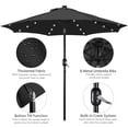 thumbnail image 5 of Yaheetech 9FT Outdoor LED Patio Umbrella with 8 Ribs Tilt and Crank, Black, 5 of 7