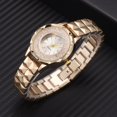 thumbnail image 3 of Reloj de pulsera de cuarzo informal simple con esfera redonda elegante y elegante para mujer (plata), 3 of 4