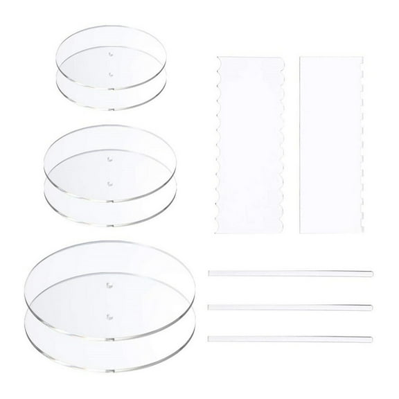 Monyance Cake Decorating Tools Round Cake Discs Set with Scrapers for Decorating (Transparent)(9.84X9.84X0.12Inches)