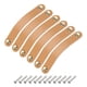 thumbnail image 1 of 6 Paquetes de tiradores de cajón de cuero con tornillos de doble orificio, Beige/Dorado (Espaciado de orificio: 128 mm), 1 of 5