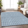 thumbnail image 5 of HomeRoots 677235 8 x 10 ft. Denim Blue & Ivory Geometric Transitional Washable Machine Made Rectangle Area Rug with UV Protection, 5 of 9