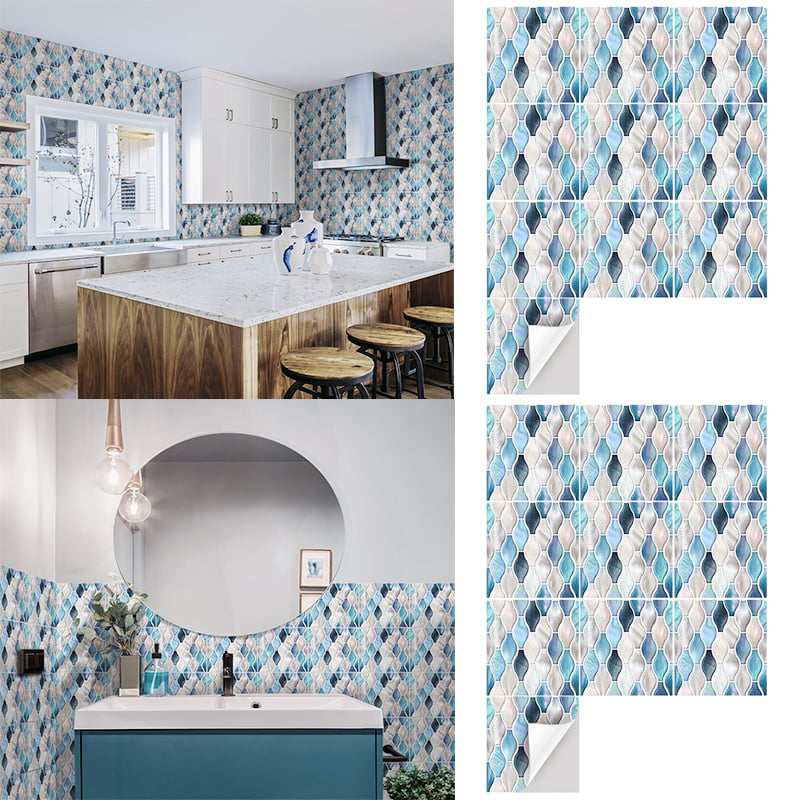 Kitchen Bath Tile Stickers Mosaic Sticker Self-adhesive Wall Decor Waterproof 