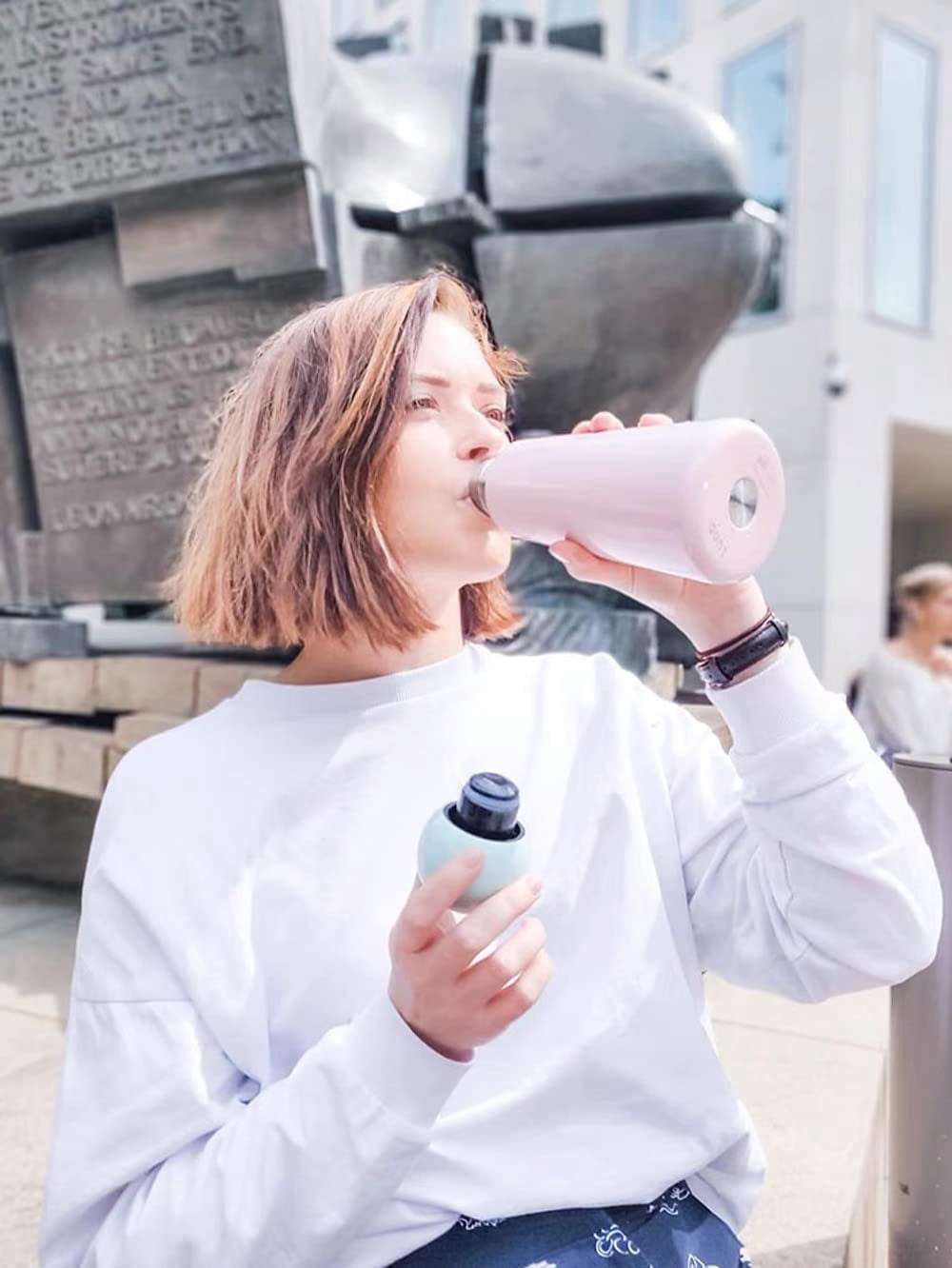 CATPAN 17 oz About 500 ML Stainless Steel Water Bottle - Vacuum Insulated Water Bottle -Hot&cold Drink Metal Water Flask,BPA Free (Powder blue)
