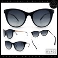 thumbnail image 2 of Womens Oversized Cat Eye Horn Rim Inset Lens Sunglasses Black Gold - Smoke, 2 of 8