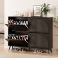 thumbnail image 6 of Shoe Storage Cabinet for Entryway, Narrow Shoe Cabinet with 4 Flip Drawers, Freestanding Shoe Rack Organizer for Foyer, Hallway, 6 of 9