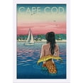 thumbnail image 1 of Cape Cod, Massachusetts - Mermaid & Beach - Lantern Press Artwork (16x24 Giclee Art Print, Gallery Framed, White Wood), 1 of 1
