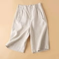 thumbnail image 2 of Lounge Shorts for Women Knee Length Casual High Waist Cotton Linen Shorts Solid Color Loose Fit Workwear Short Pants, 2 of 9