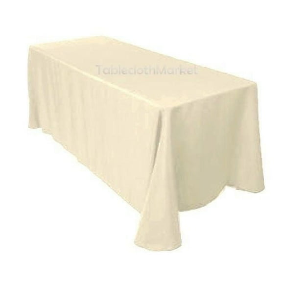 90"×156" Tablecloths 100% Polyester 25 COLORS Wholesale Wedding Linen Catering", (Color: White)