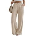 thumbnail image 5 of SWQZVT Women's Summer Palazzo Pants High Waisted Wide Leg Drawstring Flowy Beach Lounge Pants with Pockets, 5 of 8