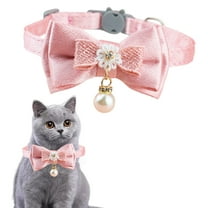 Breakaway Cat Collar with Beaded Bow and Bell - Adjustable Cat Collar, Soft Safety Cat Collar for Christmas Valentines Day Puppies