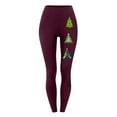 thumbnail image 4 of RKSTN High Waisted Leggings for Women Christmas Tree Print Gym Pants Women Snug Fit Stretchy Comfort Sporty Workout Leggings (Wine ,M), 4 of 4