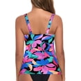 thumbnail image 6 of Ocean Blues Women's V Neck Twisted Tummy Control Ruched Tankini Top, 6 of 6