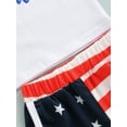 thumbnail image 6 of Bagilaanoe July 4th Unisex Toddler Baby Boy Girl Clothes Rainbow Print Short Sleeve/ Sleeveless Tops and Casual Striped Star Print Shorts 2pcs Independence Day Sets, 6 of 8