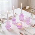 thumbnail image 5 of HIDAWN 6 Pcs Light Purple Glass Candlestick Holders Tealight Candle Holders, Votive Candle Taper Candle Holder, 5 of 9