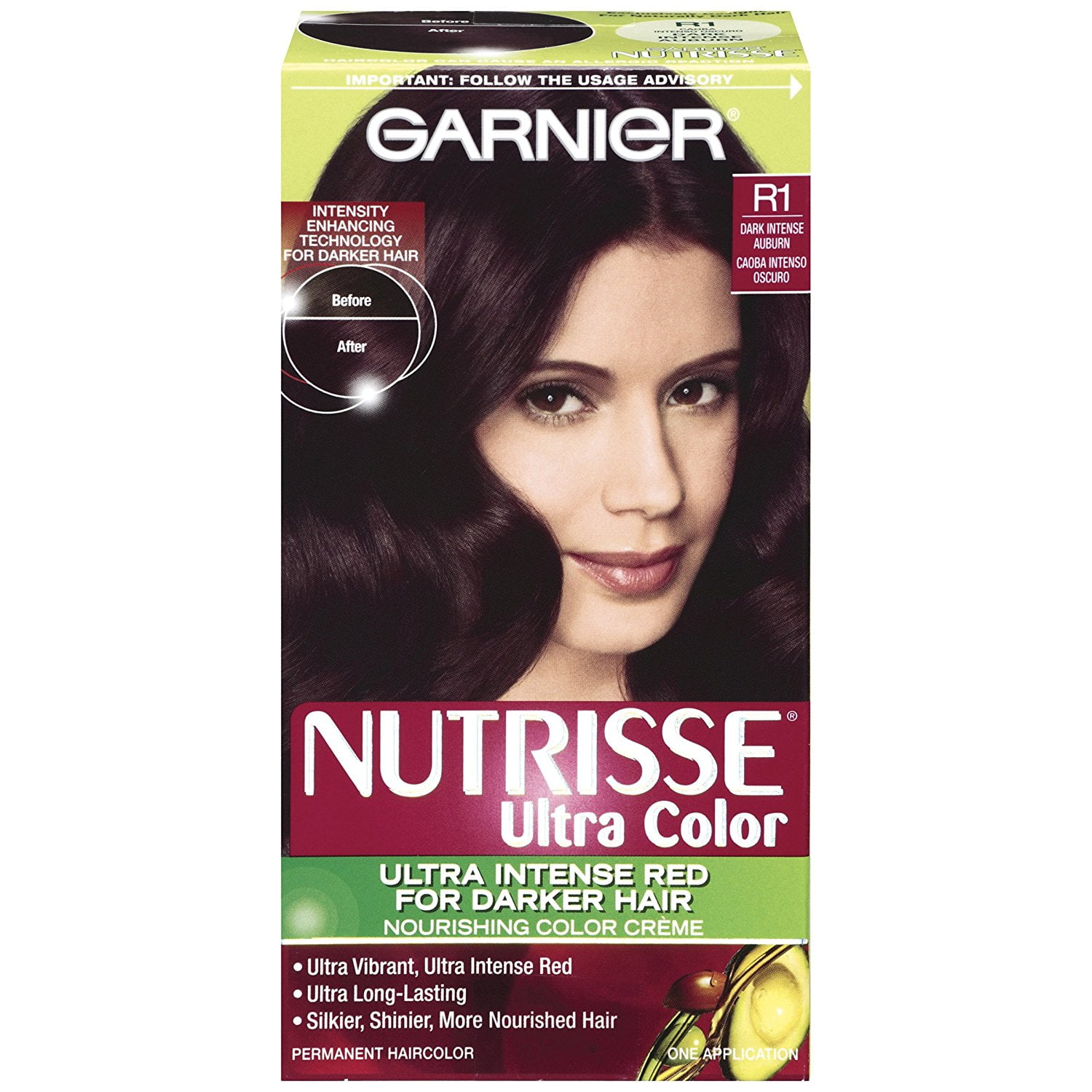 Nutrisse Haircolor R1 Dark Intense Auburn Nourishing Color Creme Permanent Intense Red For Naturally Dark Hair By Garnier Walmart Com