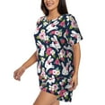 thumbnail image 2 of Naloa Rabbit And Rose Women's Short-Sleeved Pajama Set, Loungewear, Summer pajamas, Breathable Cozy - 4X-Large, 2 of 9