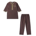 thumbnail image 2 of Fgnfyis Costume de Robe à Manches Longues Rondes pour Garçons Musulmans Costume Musulman pour Adolescents Garçons Robe Brodée Costume pour Enfants Arabes Tenues pour Garçons Marron 150, 2 of 6