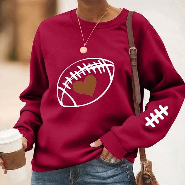 TaTaai Women Crew Neck Baseball Print Long Sleeve Drop Shoulder Hoodie Casual Fashion Top Ladies Daily Lounge Work Wear Soft Warm Breathable No Fading Versatile Top Gift