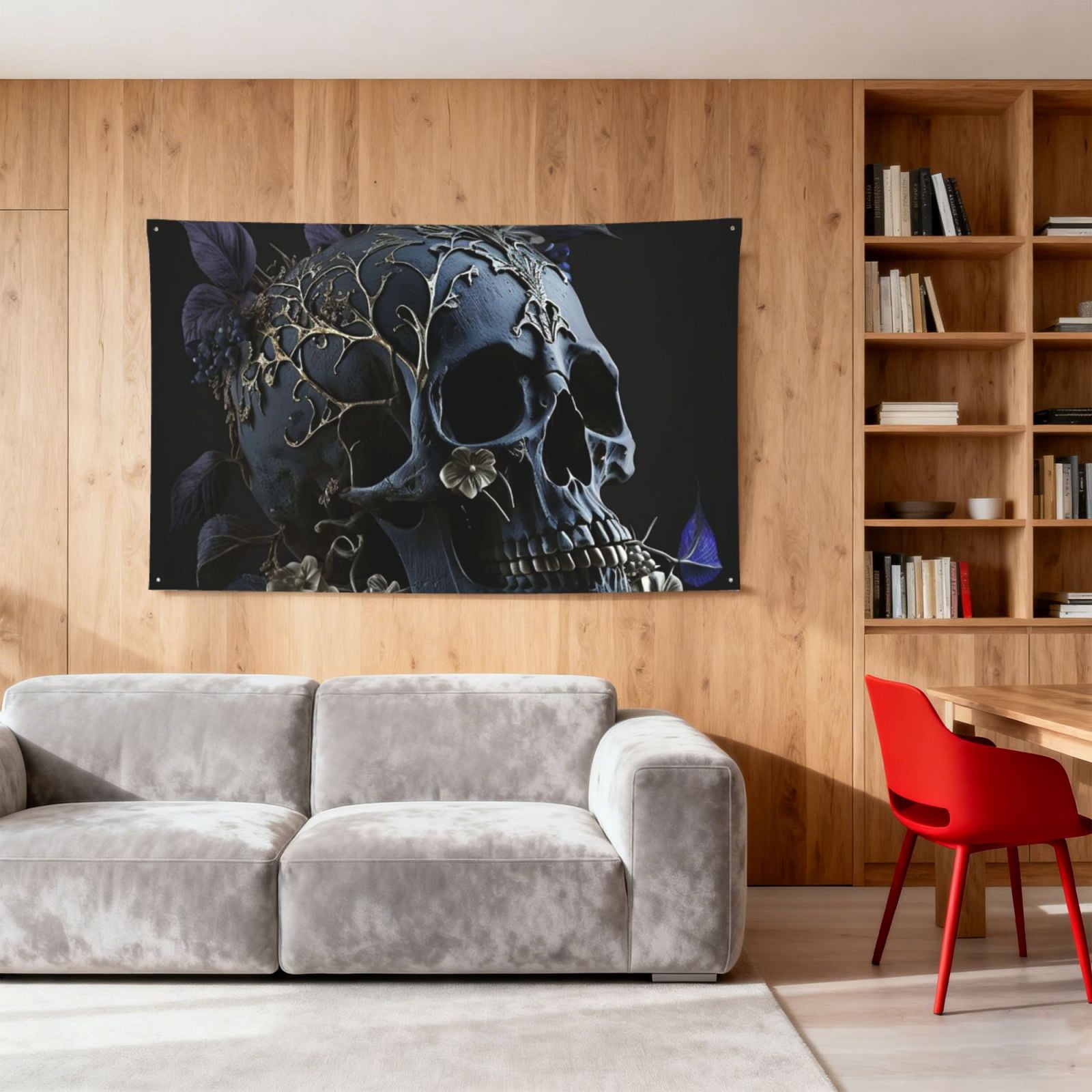 Skull Gothic Bones Witchy Four Hole Decorated Banner Flag for Garden Yard Home Decoration Indoor Outdoor 4x6 Ft