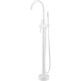 thumbnail image 5 of Westbrass Floor Mount Freestanding Bathtub Filler Faucet with Handheld Shower, Matte White, 5 of 8