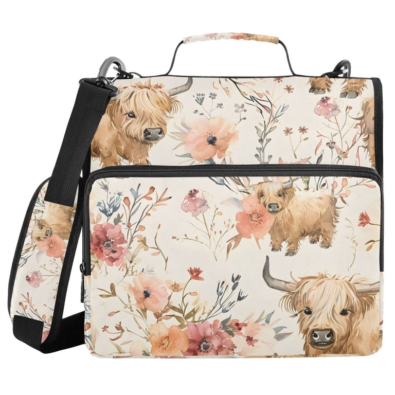 ALAZA Zipper Binder Cute Highland Cows 1.5 inch 3 Ring Trapper