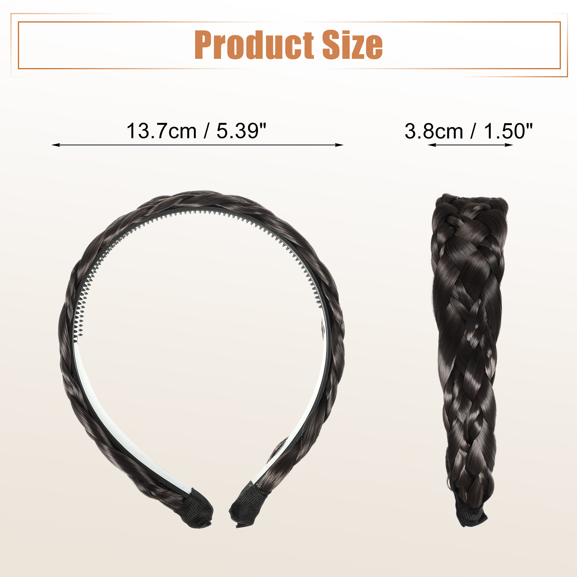 Unique Bargains Women's Wig Braided Headbands Deep Brown 5.39"×1.5"