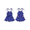 thumbnail image 2 of Suealasg 4th of July Little Girl Cami Jumpsuit 1T 2T 3T 4T 5T Kids Girls Sleeveless Flag Print Spaghetti Strap Romper Shorts Toddler Girls Summer Independence Clothes, 2 of 9