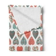 thumbnail image 2 of Valentines Soft Flannel Fleece Blanket, Retro Style up and down Hearts with Stripes Waves and Checkered Patterns, Cozy Plush for Indoor and Outdoor Use, 70" x 90", Teal Coral White, by Ambesonne, 2 of 5