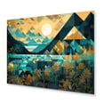 thumbnail image 2 of Designart "Symmetrical Landscapes in Teal and Turquoise" City Geometric Metal Wall Art, 2 of 5