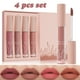 thumbnail image 5 of Lote de 4 brillos de labios de terciopelo, de larga duración, no pegajosos, colores intensos, para cualquier look, maquillaje diario y de fiesta, 5 of 8