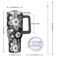 thumbnail image 2 of 40oz Pioneer Flower Floral Print Pattern Insulated Tumbler with Handle, BPA-Free Leak Proof Lid and Straws, Double Wall Vacuum, Hot 12h/Cold 34h, 2 of 6