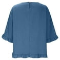 thumbnail image 6 of hotojiny 3/4 Length Sleeve Tops for Women Cotton Linen Trendy Ruffle Hem Shirts Lounge Loose Crewneck Blouse, 6 of 6