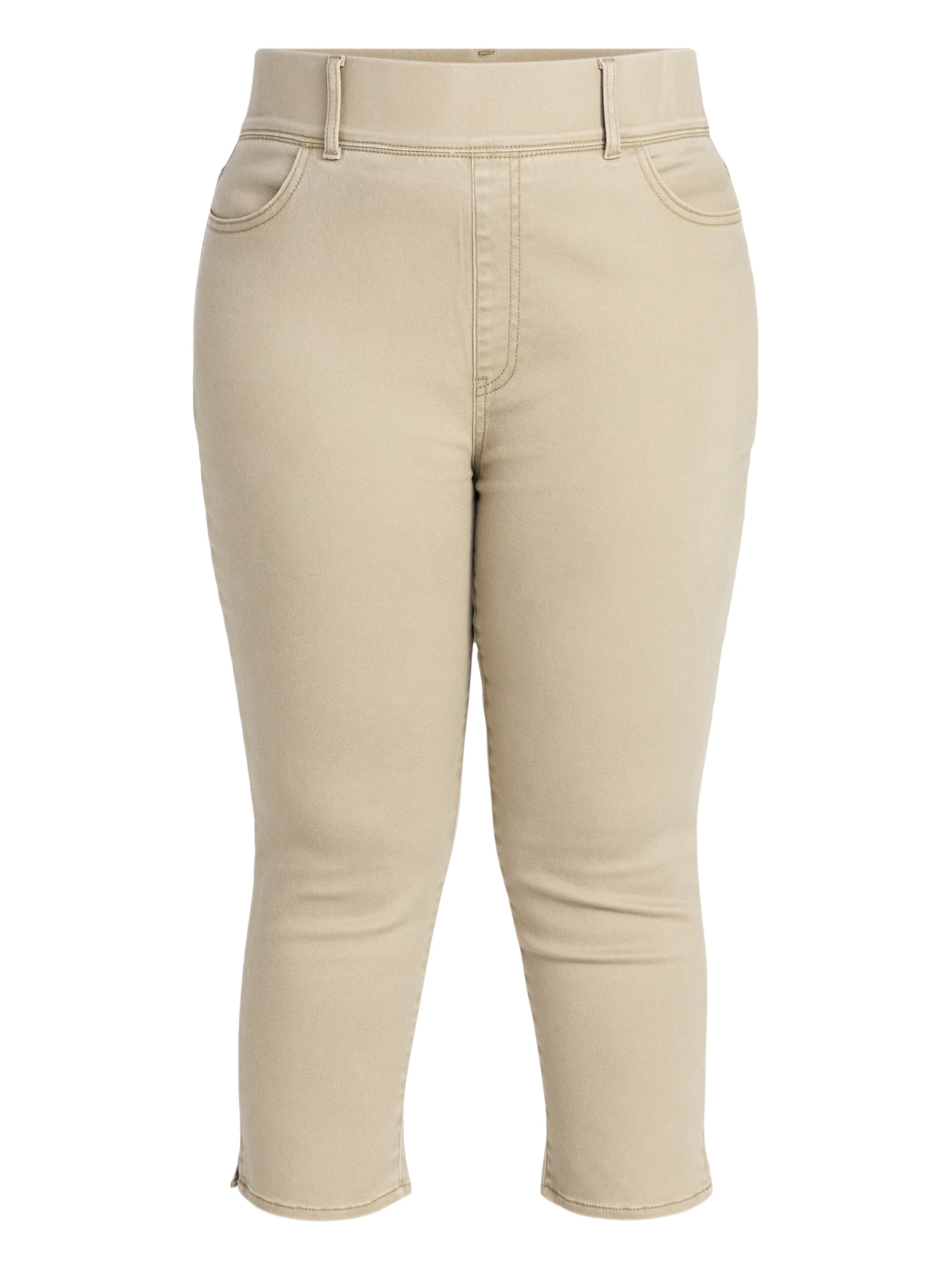 Terra & Sky Women's Plus Size Pull On High Rise Capri Jeggings, 23" Inseam, Sizes 0X-4X