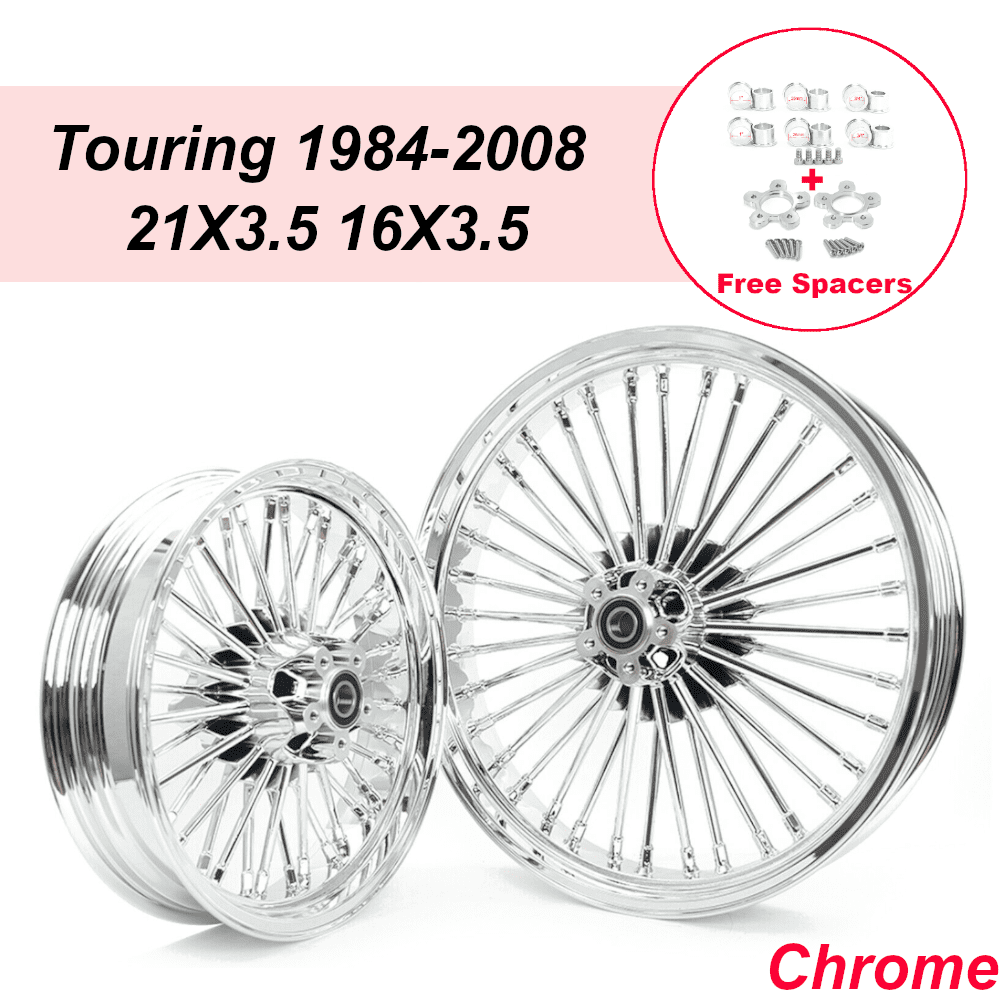 Chrome Front 21x3.5 Rear 16x3.5 Fat Spoke Wheels Rims for Harley