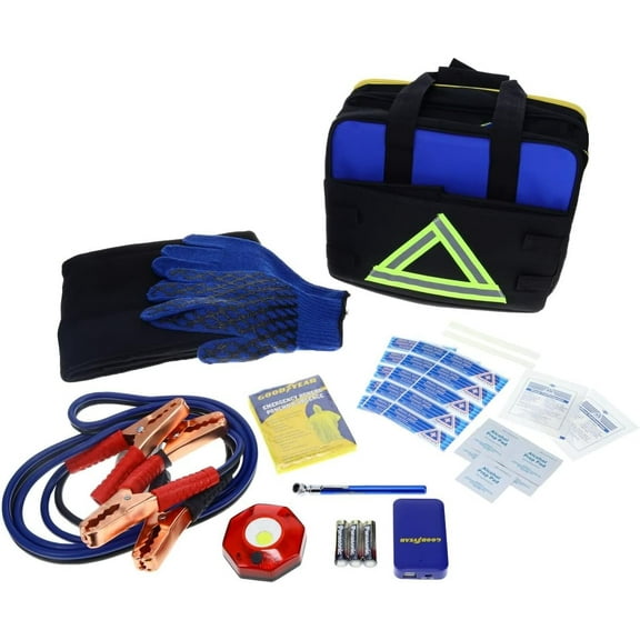 Goodyear GY5011 Safety and Storage Kit 2 in 1 Car Accessories for Women and Men, First Aid Roadside Assistance Kit