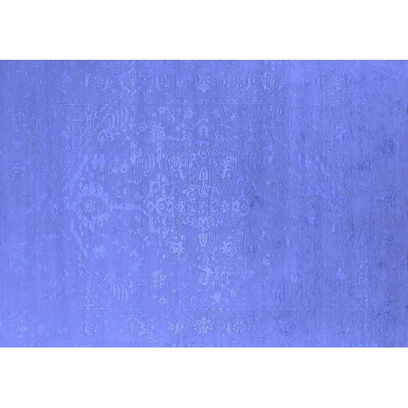 Ahgly Company Machine Washable Indoor Rectangle Oriental Blue Industrial Area Rugs, 8' x 12'