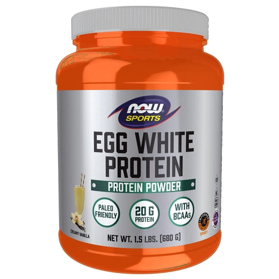 NOW Sports Eggwhite Protein Powder, Vanilla Crème, 20g Protein, 1.5 Lb