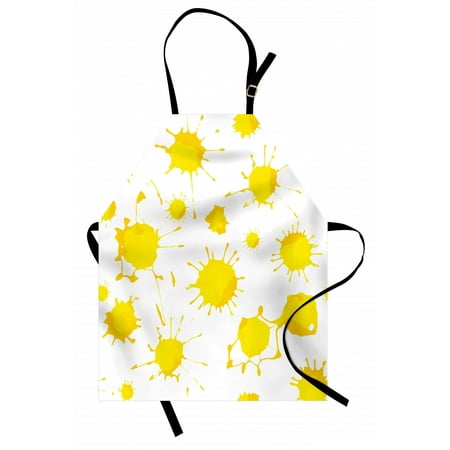 

Yellow and White Apron Formless Random Color Blots Paint Splashes Artistic Modern Look Print Unisex Kitchen Bib Apron with Adjustable Neck for Cooking Baking Gardening Yellow White by Ambesonne