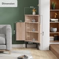 thumbnail image 2 of 39.7" Corner Storage Cabinet with Adjustable Shelf and Rattan Doors, Small Boho Corner Shelf Stand with Open Storage, Freestanding Cabinet for Bathroom, Living Room/Metal Legs/Natural Oak, 2 of 7
