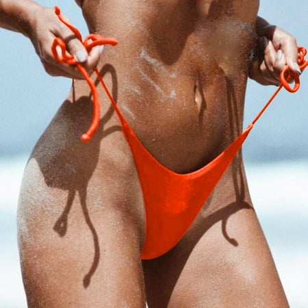 Women s Tie Side Solid Bikini Bottom Sexy Bathing Suits Bottoms String Low Rise Swim Bottom Tankini Swimsuit Briefs Thong Bikini Bottoms for Women