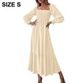 thumbnail image 2 of Robe Longue Portefeuille à Manches Longues pour Femmes, Encolure Carrée, Taille Haute, Robe de Cocktail pour Fête, 2 of 6