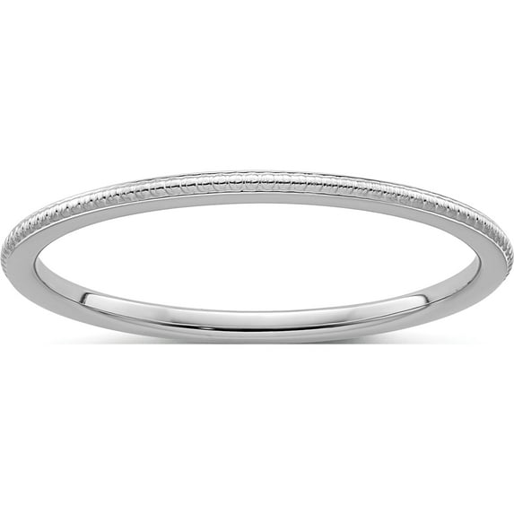 10K White Gold 1.2mm Bead Stackable Band (Size 8.5) Made In United States 1stk18-120w-8.5