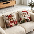 thumbnail image 5 of Christmas Pillow Covers 18x18 Set of 2, Rustic Santa SnowmanTeddy Bear Reindeer Winter Hoilday Decorative Throw Pillow Covers for Home Bedroom Living Room(C), 5 of 6