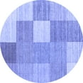 thumbnail image 1 of Ahgly Company Indoor Round Checkered Blue Modern Area Rugs, 6' Round, 1 of 4