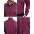 thumbnail image 7 of DARING DIVA Men's Point Collar Long Sleeve Button Down Formal Shirts 3XL Burgundy, 7 of 7