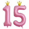 thumbnail image 1 of Globos JinminTrade con el número 15, rosas, 40 cm, 15 cumpleaños, niñas, 1 of 6