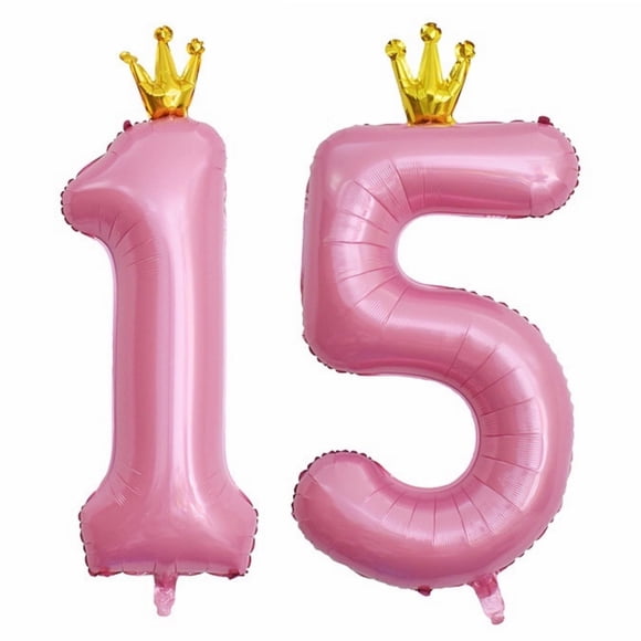 Globos JinminTrade con el número 15, rosas, 40 cm, 15 cumpleaños, niñas