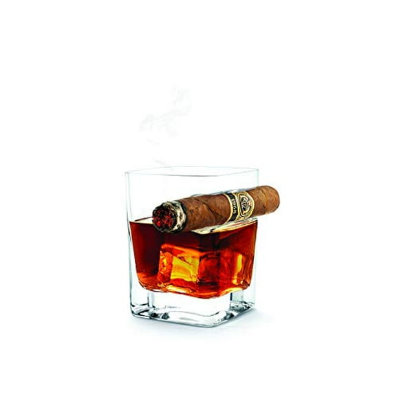 Corkcicle Cigar Glass - Double Old Fashioned Glass With Built-In Cigar Rest