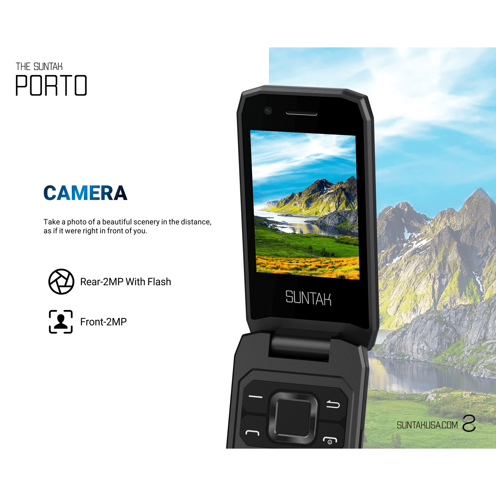 Suntak Porto Flip Phone - 3-Month Service Plan Included